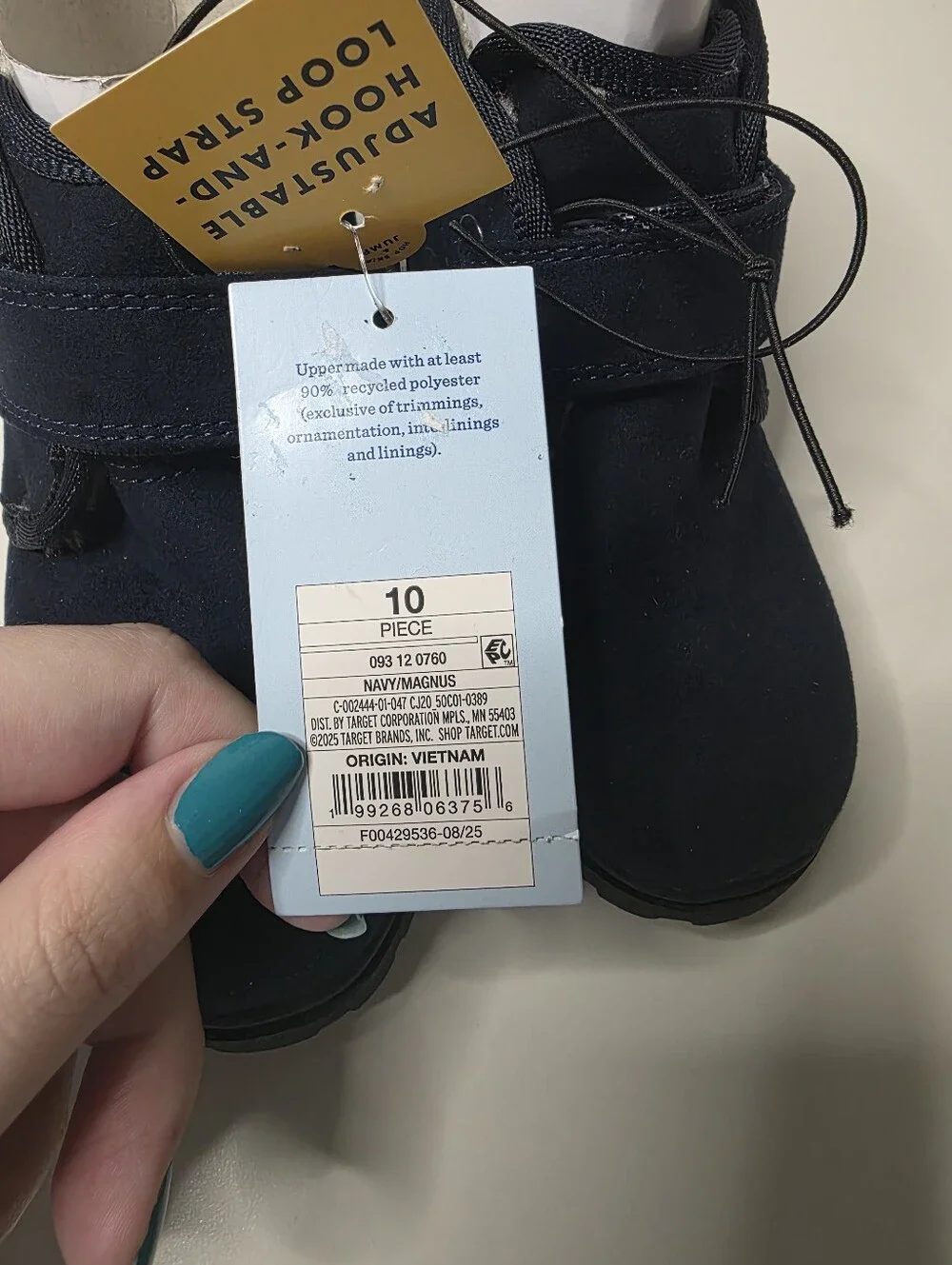 NWT Cat & Jack Boys 10T Navy Magnus Hook & Loop Strap Boots